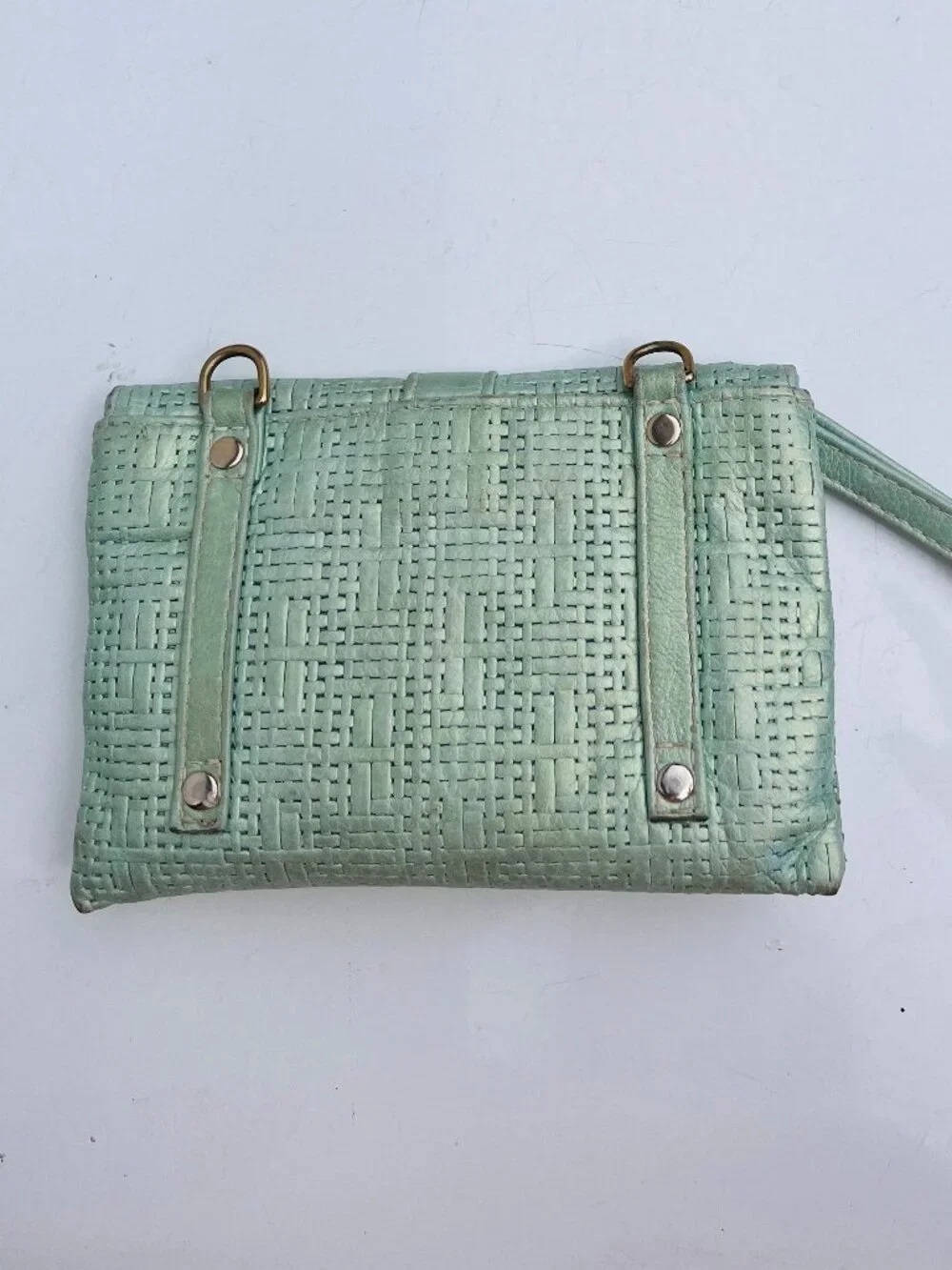 Convertible Mint Green Leather Writstlet Wallet by Marnie Bugs